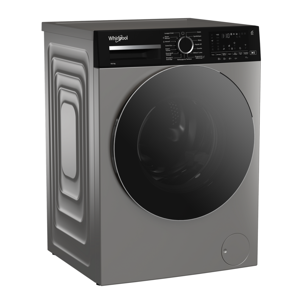 Machine a laver Whirlpool Grise smart 6th sense 10,5 Kg-1400 tr/min
