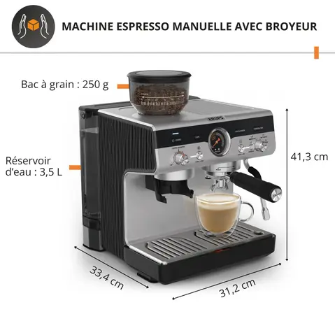Machine espresso manuelle avec broyeur KRUPS Precision