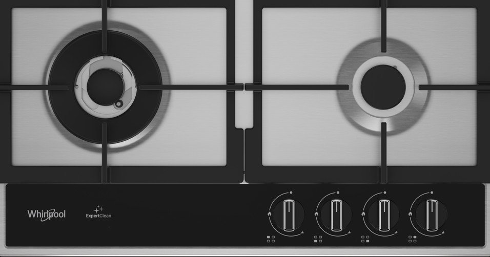 Table de cuisson encastrable WHIRLPOOL WOK NOIR/INOX 4 FEUX 60 CM