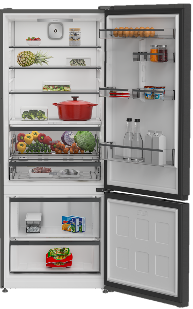 Réfrigérateur Combiné Whirlpool 6th Sense Inverter Dark Inox 509 L
