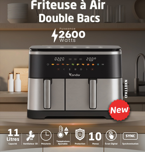 Air fryer Condor Double bacs 11L