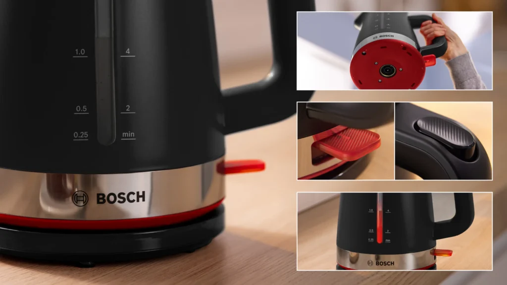 BOUILLOIRE BOSCH MYMOMENT 1.7LT/2400W EN PLASTIQUE SANS FIL NOIR