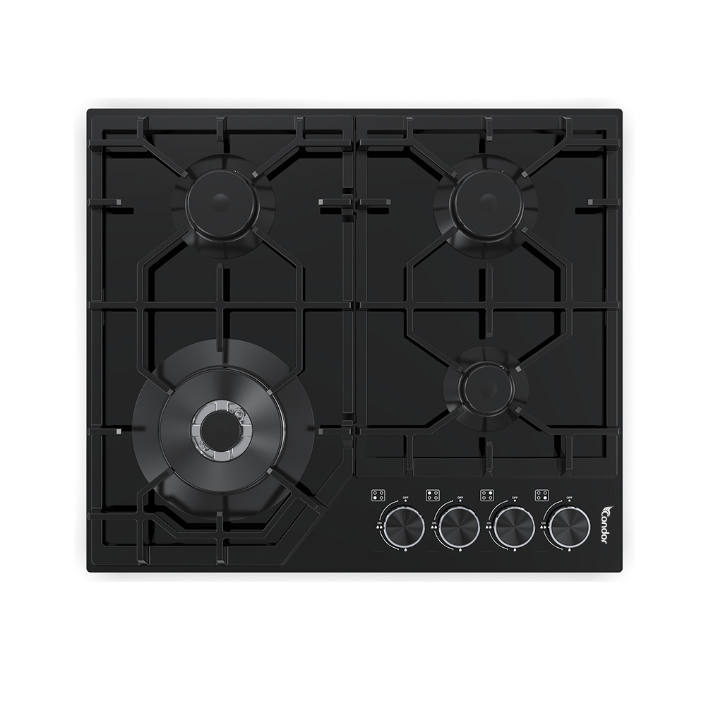 Table encastrable Condor Vanilla 04 Feux Black Glass 60 cm CTE64W-VN3GB